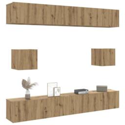 Berkfield Home 6 Piece TV Cabinet Set Wall-mounted Artisan Oak Engineered Wood - thumbnail 2