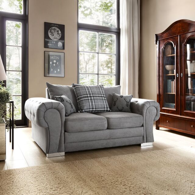 Abakus Direct Verona Linen 2 Seater in Light Grey - image 1