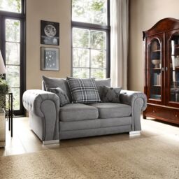 Abakus Direct Verona Linen 2 Seater in Light Grey - thumbnail 1