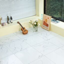 Gr8 Home 3.34m² Floor Tiles Self Adhesive Marble Effect PVC Flooring in White