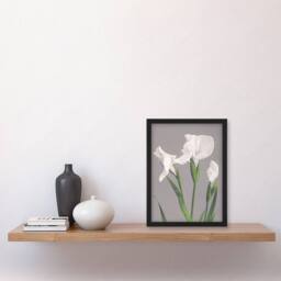 Artery8 White Irises Blooming Flowers Retro Japan Framed Wall Art Print Kazumasa in Green - Size: A4 - thumbnail 4