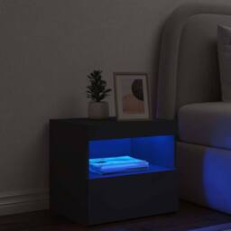 Berkfield Home Beautiful Bedside Cabinet with LED Lights Black 50x40x45 cm - Size: 50 x 40 x 45 cm - thumbnail 4