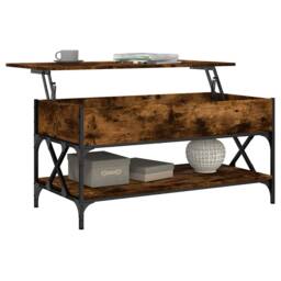 Berkfield Home Comfortable Coffee Table Smoked Oak 100x50x50 cm Engineered Wood in Brown - Size: 100 x 50 x 50 cm - thumbnail 4
