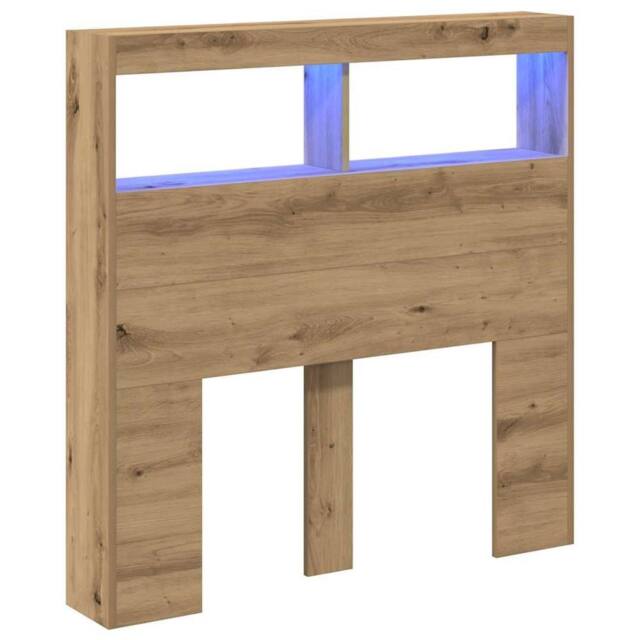 Berkfield Home Headboard Cabinet with LED Artisan Oak 100x17x102 cm in Brown - Size: 100 x 17 x 102 cm - image 1