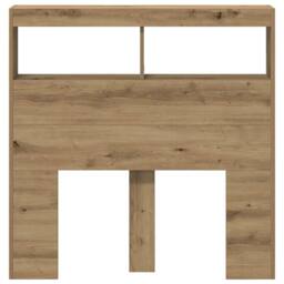 Berkfield Home Headboard Cabinet with LED Artisan Oak 100x17x102 cm in Brown - Size: 100 x 17 x 102 cm - thumbnail 7
