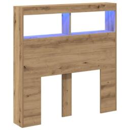 Berkfield Home Headboard Cabinet with LED Artisan Oak 100x17x102 cm in Brown - Size: 100 x 17 x 102 cm - thumbnail 1