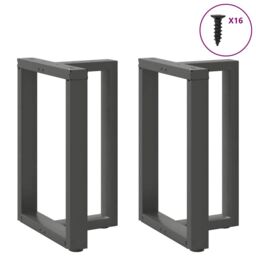 Berkfield Home Dining Table Legs T-Shaped¬†2 pcs Anthracite 50x35x(72-73) cm Steel in Black - thumbnail 3