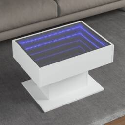 Berkfield Home Decorative Coffee Table with LED White 70x50x45 cm Engineered Wood - Size: 70 x 50 x 45 cm - thumbnail 2