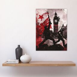 "Artery8 UK Anarchy Big Ben Tower London Painting Wall Art Print in Red - Size: W12"" x H16""" - thumbnail 4