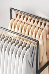 Living and Home 2 Rod Metal Clothes Rack Garment Rack on Wheels with Shoes Rack 57.5 x 115 CM in Black - thumbnail 5