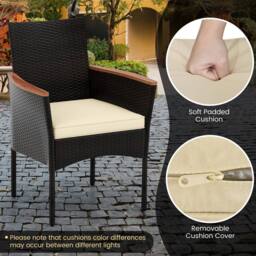 Costway 7 Pieces PE Rattan Outdoor Patio Dining Set with 6 Stackable Chairs in Brown - thumbnail 4