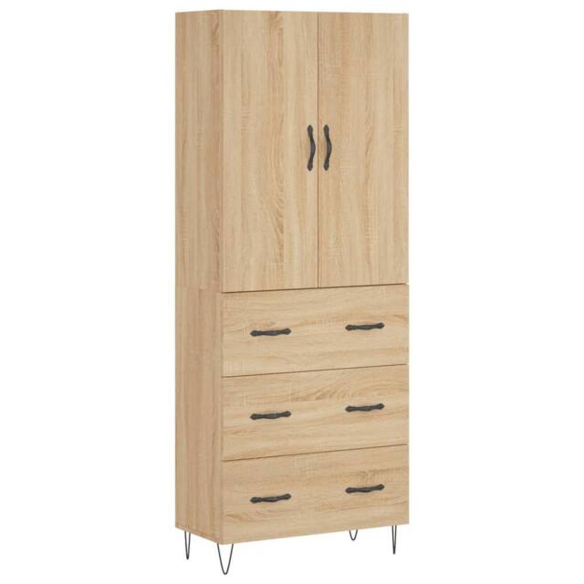 Berkfield Home Highboard Sonoma Oak 69.5x34x180 cm Engineered Wood in Light Tan - image 1