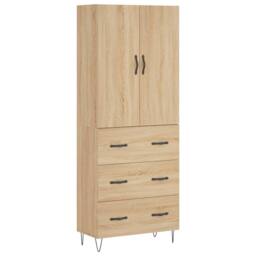 Berkfield Home Highboard Sonoma Oak 69.5x34x180 cm Engineered Wood in Light Tan - thumbnail 1