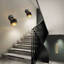 Harper Living Black & Gold Wall Light, E14, Rotatable, Metal Mesh & Fabric Shade - thumbnail 7