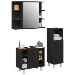 Berkfield Home Bathroom Furniture Set Set of 3 Black Oak Engineered wood - thumbnail 3