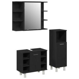 Berkfield Home Bathroom Furniture Set Set of 3 Black Oak Engineered wood - thumbnail 2