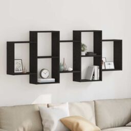 Berkfield Home Wall Shelf Black Oak 159x18x65 cm Engineered Wood - Size: 159 x 18 x 65 cm