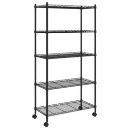 Berkfield Home 5-Tier Storage Shelf with Wheels 75x35x155 cm Black 250 kg - Size: 75 x 35 x 155 cm - thumbnail 2