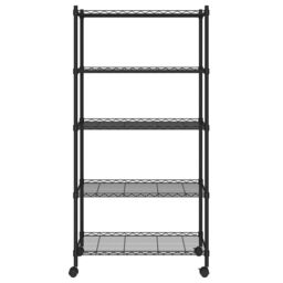Berkfield Home 5-Tier Storage Shelf with Wheels 75x35x155 cm Black 250 kg - Size: 75 x 35 x 155 cm - thumbnail 3