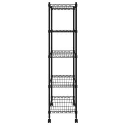 Berkfield Home 5-Tier Storage Shelf with Wheels 75x35x155 cm Black 250 kg - Size: 75 x 35 x 155 cm - thumbnail 4
