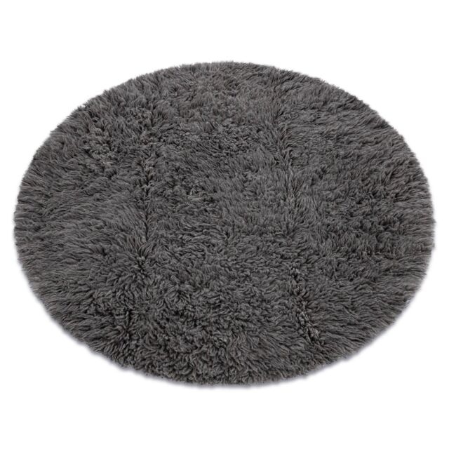 RugsX Flokati Woolen Circle Rug in Grey - Size: 150 cm diameter - image 1