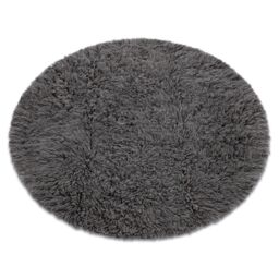 RugsX Flokati Woolen Circle Rug in Grey - Size: 150 cm diameter - thumbnail 1