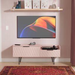 Ready Assembled 2 U Islay 2 Drawer Coffee TV Unit (Ready Assembled) in Dusty Pink