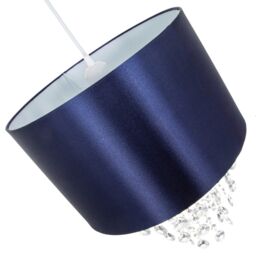 Happy Homewares Modern Satin Fabric Pendant Light Shade with Acrylic Droplets in Midnight - Size: 12 inches - thumbnail 3
