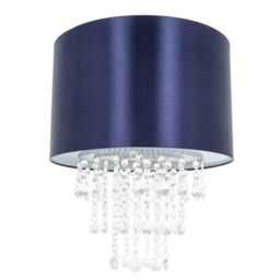 Happy Homewares Modern Satin Fabric Pendant Light Shade with Acrylic Droplets in Midnight - Size: 12 inches - thumbnail 1