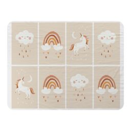 Benjamin Tate Design Cute Hand Drawn Unicorn, Rainbow & Cloud Designer Blanket in Natural - Size: 120 cm x 150 cm - thumbnail 1