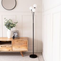 ValueLights Velika 3 Arm Opaque Globe Floor Lamp Light with LED Bulbs in Black - thumbnail 5