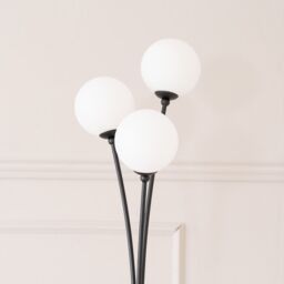 ValueLights Velika 3 Arm Opaque Globe Floor Lamp Light with LED Bulbs in Black - thumbnail 3