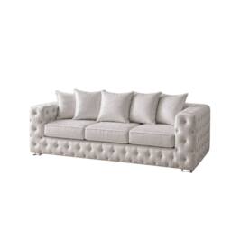 Stratus Interiors Ashley Luxe Chesterfield Full Back Sofa for Living Room in Cream - thumbnail 2