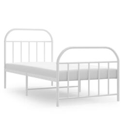 Berkfield Home Metal Bed Frame with Headboard & Footboard White 90x190 cm Single - thumbnail 2