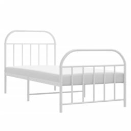 Berkfield Home Metal Bed Frame with Headboard & Footboard White 90x190 cm Single - thumbnail 4