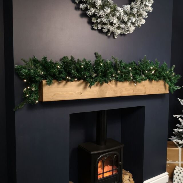 Samuel Alexander 1.8m Plain Green Christmas Garland with 164 Tips & 50 Warm White LED Lights - image 1