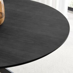 FurnitureboxUK Novara Black Top Dining Table & 6 Beaumont Cream Fabric Chairs - thumbnail 4