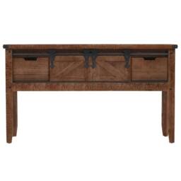 Berkfield Home Console Table Solid Fir Wood 131x35.5x75 cm Brown - thumbnail 1