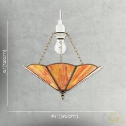 Happy Homewares Classic Coloured Tiffany Glass Easy Fit Pendant Shade with Brass Trims in Orange - Size: 14 inches - thumbnail 7