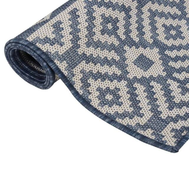 Berkfield Home Outdoor Flatweave Rug 80x250 cm Blue Stripes - Size: Medium - image 1