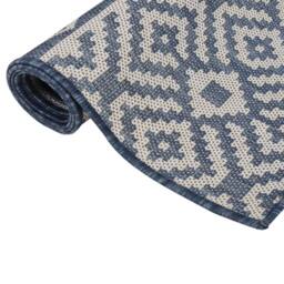 Berkfield Home Outdoor Flatweave Rug 80x250 cm Blue Stripes - Size: Medium - thumbnail 1