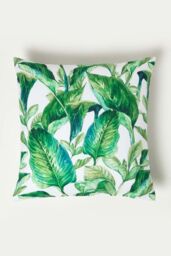 Homescapes Luxury Waterproof Banana Leaf Outdoor Cushion 45 x 45 cm, Set of 2 in Green - Size: 45 cm x 45 cm - thumbnail 2