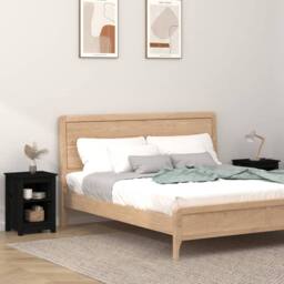 Berkfield Home Beautiful Bedside Cabinets 2 pcs Black 40x35x55 cm Solid Wood Pine - Size: 40 x 35 x 55 cm - thumbnail 7