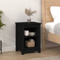 Berkfield Home Beautiful Bedside Cabinets 2 pcs Black 40x35x55 cm Solid Wood Pine - Size: 40 x 35 x 55 cm - thumbnail 8