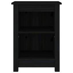 Berkfield Home Beautiful Bedside Cabinets 2 pcs Black 40x35x55 cm Solid Wood Pine - Size: 40 x 35 x 55 cm - thumbnail 4