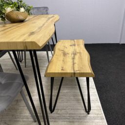 KOSY KOALA Dining Table Set With Bench & 4 Grey Velvet Chairs Modern Dining Room Furniture in Brown - thumbnail 6
