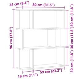 Berkfield Home Book Cabinet Old Wood 80x24x96 cm Engineered Wood in Brown - Size: 80 x 24 x 96 cm - thumbnail 9