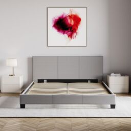 Home Discount Vida Designs Lisbon Double Faux Leather Bed Frame UKFR Fabric Storage in Grey - thumbnail 9