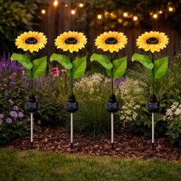 Gardenwize Pack of 4 Solar Sunflower Stake Lights with LED - thumbnail 2