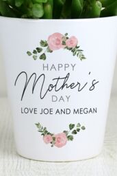 Personalised Memento Company Women's Personalised Abstract Rose Happy Mothers Day Plant Pot in White - thumbnail 3